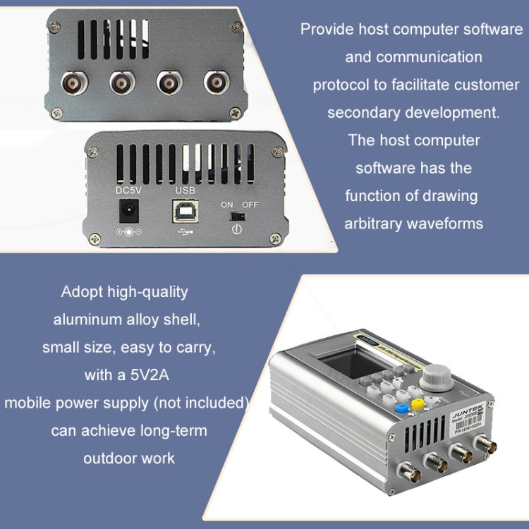 JUNTEK Programmable Dual-Channel DDS Function Arbitrary Waveform Signal Generator, Frequency: 60MHz(UK Plug) - Other Tester Tool by buy2fix | Online Shopping UK | buy2fix