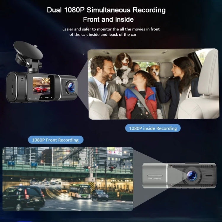 3-recording Front 1080+Internal 1080+Rear 480 HD Car Recorder - Car DVRs by buy2fix | Online Shopping UK | buy2fix