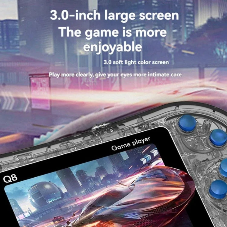 Q8 Handheld Game Console 3.0 Inch Screen Support TV Connection Built In 800 Games Doubles Transparent Gray - Pocket Console by buy2fix | Online Shopping UK | buy2fix