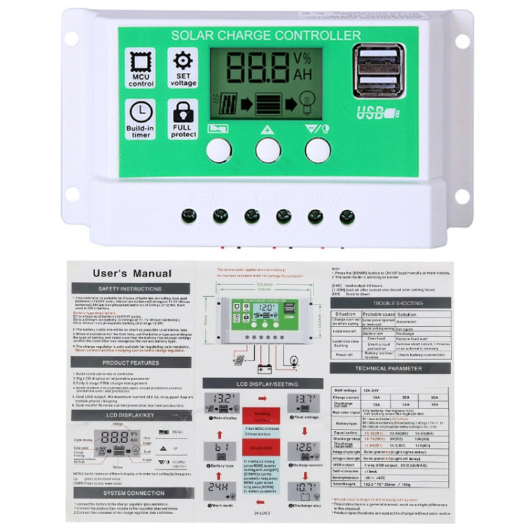 100A 12V PWM Solar Cell Panel Charger Controller Lithium-ion Lead-acid Battery Solar Controller - Voltage Stabilizer by buy2fix | Online Shopping UK | buy2fix