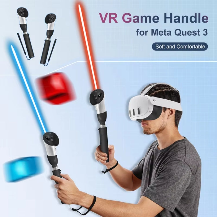 DEVASO For Meta Quest 3S / 3 Game Lightsaber Golf Game Extension Pole Baseball Grip Accessories(Black) - VR Accessories by buy2fix | Online Shopping UK | buy2fix