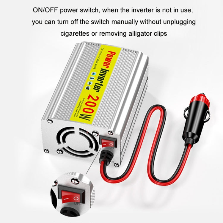 200W Modified Sine Wave Inverter Car Mobile Phone 2.1A Universal Power Supply, Specification: 12 To 220V - Modified Square Wave by buy2fix | Online Shopping UK | buy2fix