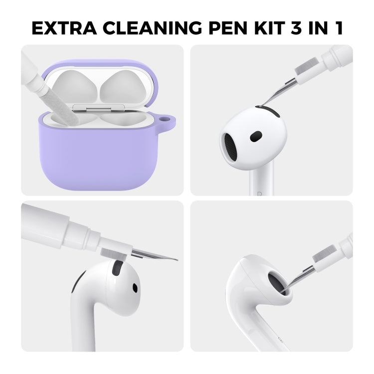 For Airpods 4 AhaStyle WG163 Earphone Drop-Proof Dust-Proof Silicone Protective Case With Cleanning Pen(Blue) - For AirPods 4 by AhaStyle | Online Shopping UK | buy2fix