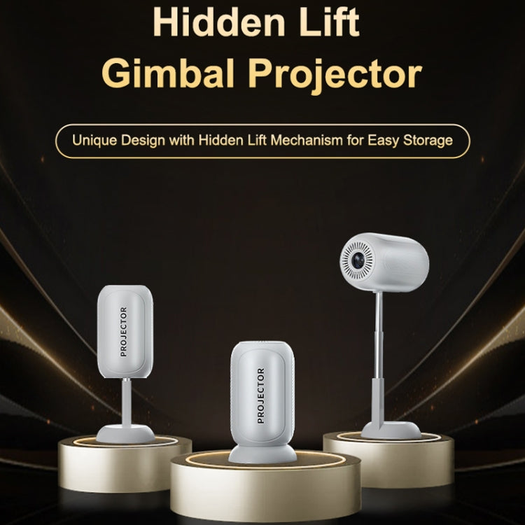 TS-6 Android 11 WiFi6 4K Mini Projector Hidden Lift Gimbal Projector UK Plug(White) - LED Projector by buy2fix | Online Shopping UK | buy2fix