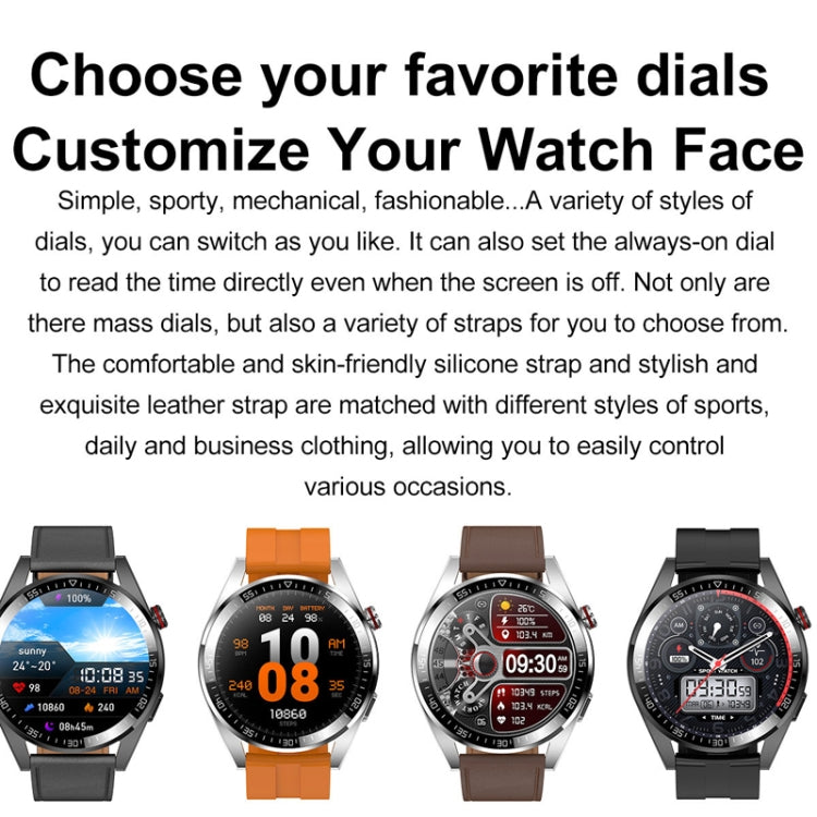 1.43 inch AMOLED Screen Smartwatch Heart Rate Blood Pressure Monitoring Bluetooth Talking Sports Watch, Color: Black Leather Strap - Smart Watches by buy2fix | Online Shopping UK | buy2fix