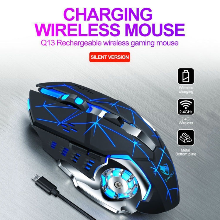 T-WOLF Q13 2.4GHz 6-keys RGB Colorful Light Gaming Wireless Mouse, Color: Dual Mode Black - Wireless Mice by T-WOLF | Online Shopping UK | buy2fix