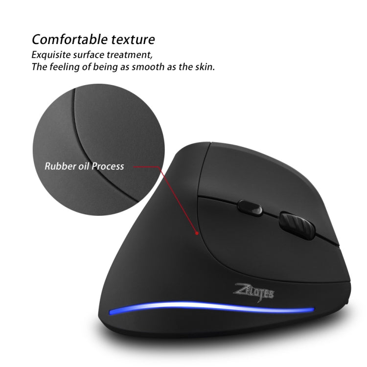 ZELOTES F35 6-buttons Vertical Grip Ergonomic Rechargeable Wireless Mouse(Blue Light) - Wireless Mice by ZELOTES | Online Shopping UK | buy2fix