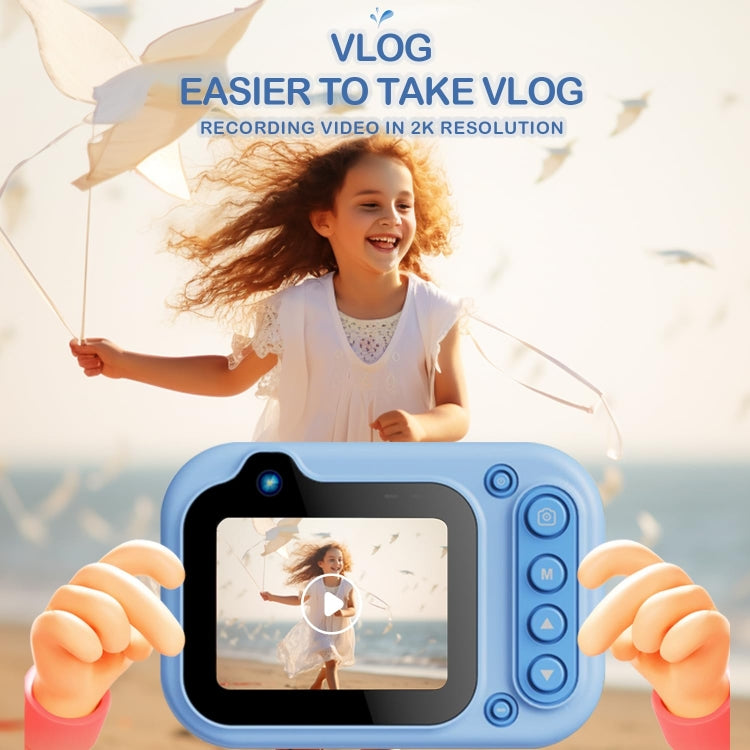 D60 3m Waterproof 2K HD 10X 2.4-inch Outdoor Photo Video Recording Children Mini Camera(Blue) - Children Cameras by buy2fix | Online Shopping UK | buy2fix