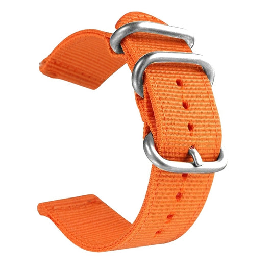 Washable Nylon Canvas Watchband, Band Width:22mm(Orange with Silver Ring Buckle) - Watch Accessories & Parts by buy2fix | Online Shopping UK | buy2fix