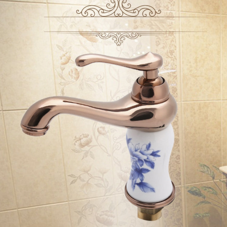 YP-b324 Washbasin All-Bronze Blue And White Porcelain Hot & Cold Faucet - Faucets & Accessories by buy2fix | Online Shopping UK | buy2fix