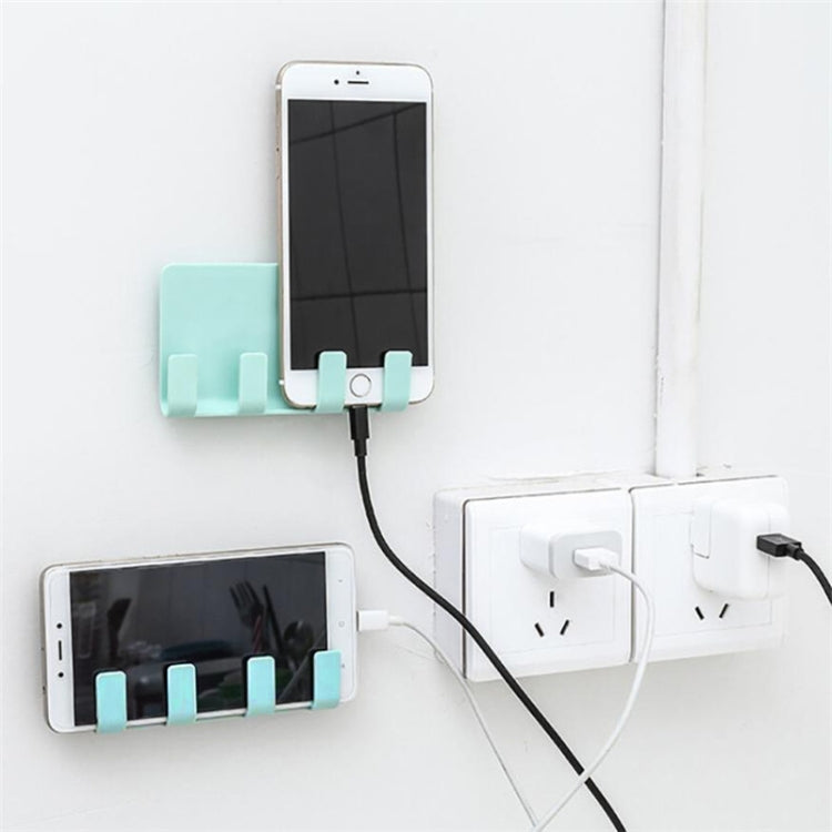 Practical Wall Sticking Phone Charging Holder Socket Strong Sticky Adhesive Sopport Rack Shelf With Hooks(Green) - Shelf & Hooks by buy2fix | Online Shopping UK | buy2fix