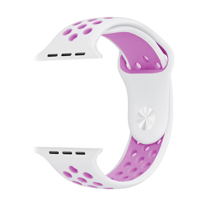 For Apple Watch Series 7 41mm / 6 & SE & 5 & 4 40mm / 3 & 2 & 1 38mm Fashionable Classical Silicone Sport Watch Band(White Purple) - Watch Bands by buy2fix | Online Shopping UK | buy2fix