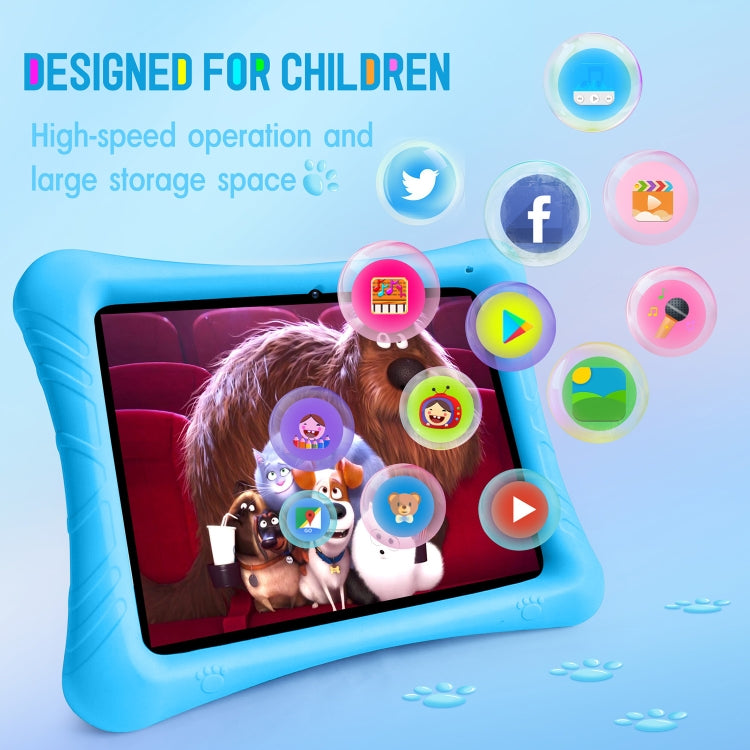 Qunyico Y10 Kids Tablet PC, 10.1 inch, 2GB+32GB, Android 10 Allwinner A100 Quad Core CPU, Support 2.4G WiFi / Bluetooth, Global Version with Google Play, US Plug (Blue) -  by buy2fix | Online Shopping UK | buy2fix