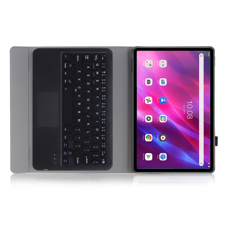 AK10-A 2 in 1 Detachable Bluetooth Keyboard + Lambskin Texture TPU Protective Leather Tablet Case with Touchpad & Holder for Lenovo Qitian K10 TB-X6C6X(Black) - Lenovo Keyboard by buy2fix | Online Shopping UK | buy2fix