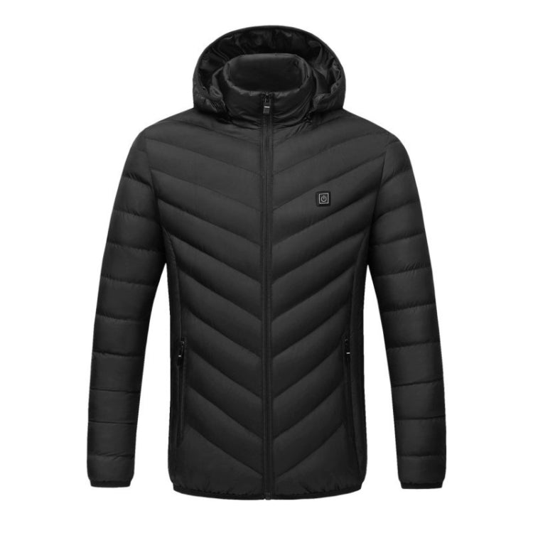 USB Heated Smart Constant Temperature Hooded Warm Coat for Men and Women (Color:Black Size:XXXXL) - Down Jackets by buy2fix | Online Shopping UK | buy2fix