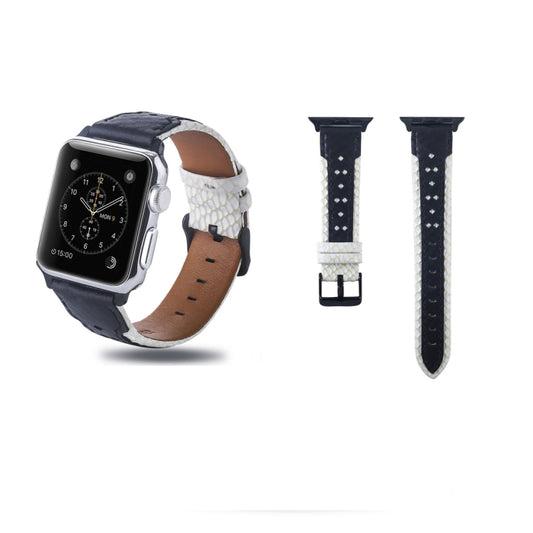 Square Hole Top-grain Leather Wrist Watch Band for Apple Watch Series 7 41mm / 6 & SE & 5 & 4 40mm / 3 & 2 & 1 38mm - Watch Bands by buy2fix | Online Shopping UK | buy2fix