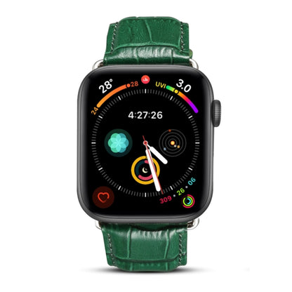 Denior Crocodile Grain Watch Cowhide Leather Watch Band for Apple Watch Series 7 45mm / 6 & SE & 5 & 4 44mm / 3 & 2 & 1 42mm (Green) - Watch Bands by Denior | Online Shopping UK | buy2fix