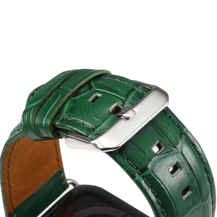 Denior Crocodile Grain Watch Cowhide Leather Watch Band for Apple Watch Series 7 45mm / 6 & SE & 5 & 4 44mm / 3 & 2 & 1 42mm (Green) - Watch Bands by Denior | Online Shopping UK | buy2fix