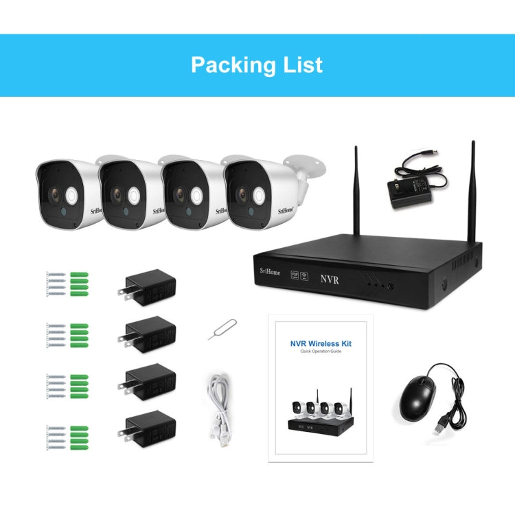 SriHome NVS001+IPC029 1080P 6-Channel NVR Kit Wireless Security Camera System, Support Humanoid Detection / Motion Detection / Night Vision, EU Plug - Video Recorder Kit by SriHome | Online Shopping UK | buy2fix