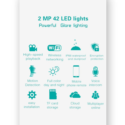 DP16 2.0 Megapixel 42 LEDs Garden Light Smart Camera, Support Motion Detection / Night Vision / Voice Intercom / TF Card, EU Plug - Security by buy2fix | Online Shopping UK | buy2fix