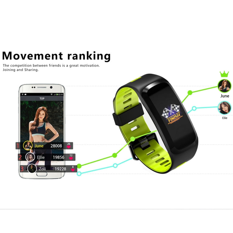 DTNO.1 F4 0.95 inches IPS Color Screen Smart Bracelet IP68 Waterproof, Support Call Reminder /Heart Rate Monitoring /Blood Pressure Monitoring /Sleep Monitoring / Blood Oxygen Monitoring (Green) - Smart Wear by DTNO.1 | Online Shopping UK | buy2fix