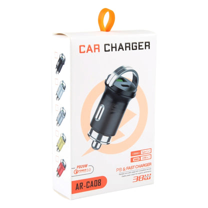 AR-CA08 12W 2A USB-C / Type-C + USB Ports Car Charger (Gold) - Car Charger by buy2fix | Online Shopping UK | buy2fix