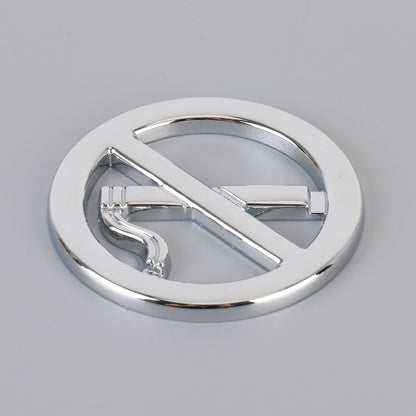 Car No Smoking Sign Personalized Aluminum Alloy Decorative Sticker, Size: 5 x 0.33cm (Silver) - 3D Metal Sticker by buy2fix | Online Shopping UK | buy2fix