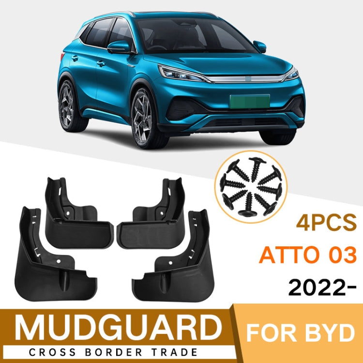 For BYD Atto 03 Yuan Plus 2022 4pcs/Set Car Auto Soft Plastic Splash Flaps Fender Guard - Mudguards by buy2fix | Online Shopping UK | buy2fix