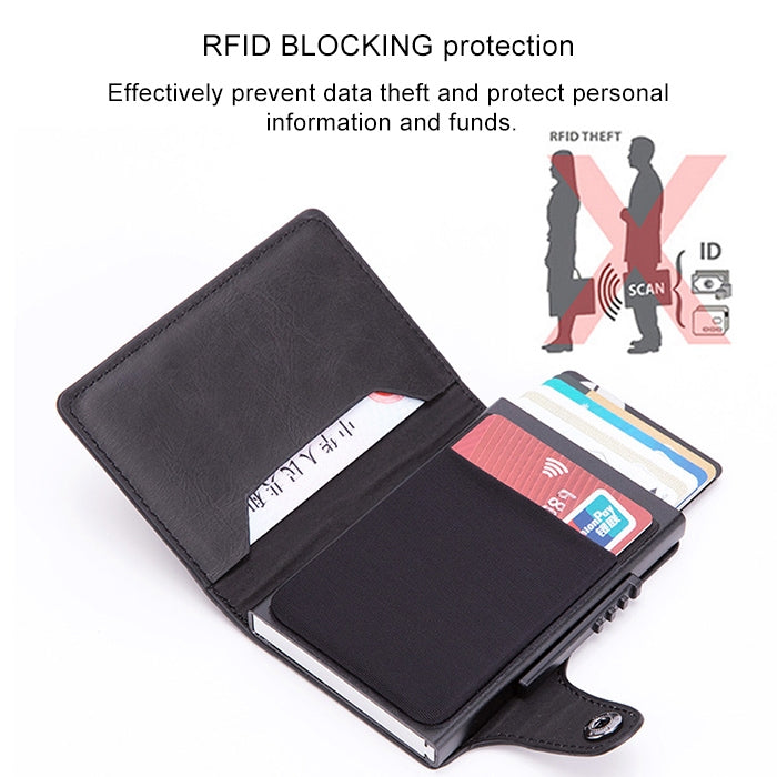 X-51 Automatically Pop-up Card Type Anti-magnetic RFID Anti-theft PU Leather Wallet with Card Slots(Black) - Antimagnetic RFID Package by buy2fix | Online Shopping UK | buy2fix