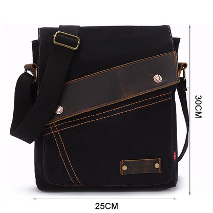 AUGUR 9088 Retro Vertical Style Canvas Shoulder Messenger Crossby Bag(Black) - Crossbody Bags by AUGUR | Online Shopping UK | buy2fix