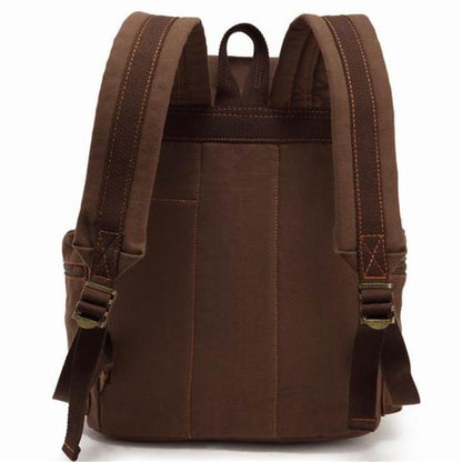 AUGUR 1039 Large Student Retro Canvas Backpack Shoulders Laptop Bag(Coffee) - Backpacks by AUGUR | Online Shopping UK | buy2fix