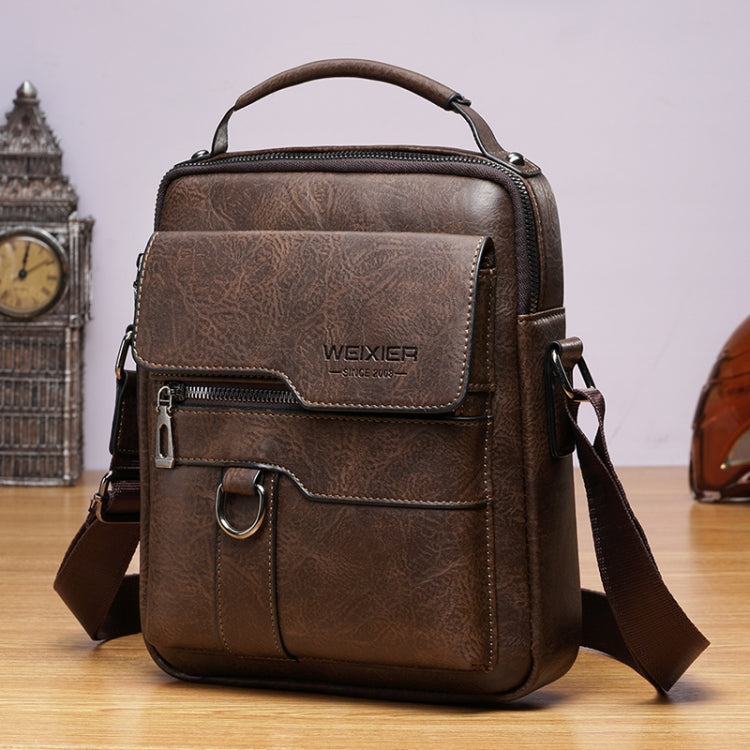 WEIXIER 8642 Men Business Retro PU Leather Handbag Crossbody Bag (Dark Brown) - Crossbody Bags by WEIXIER | Online Shopping UK | buy2fix