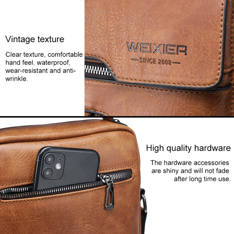 WEIXIER 8642 Men Business Retro PU Leather Handbag Crossbody Bag (Dark Brown) - Crossbody Bags by WEIXIER | Online Shopping UK | buy2fix