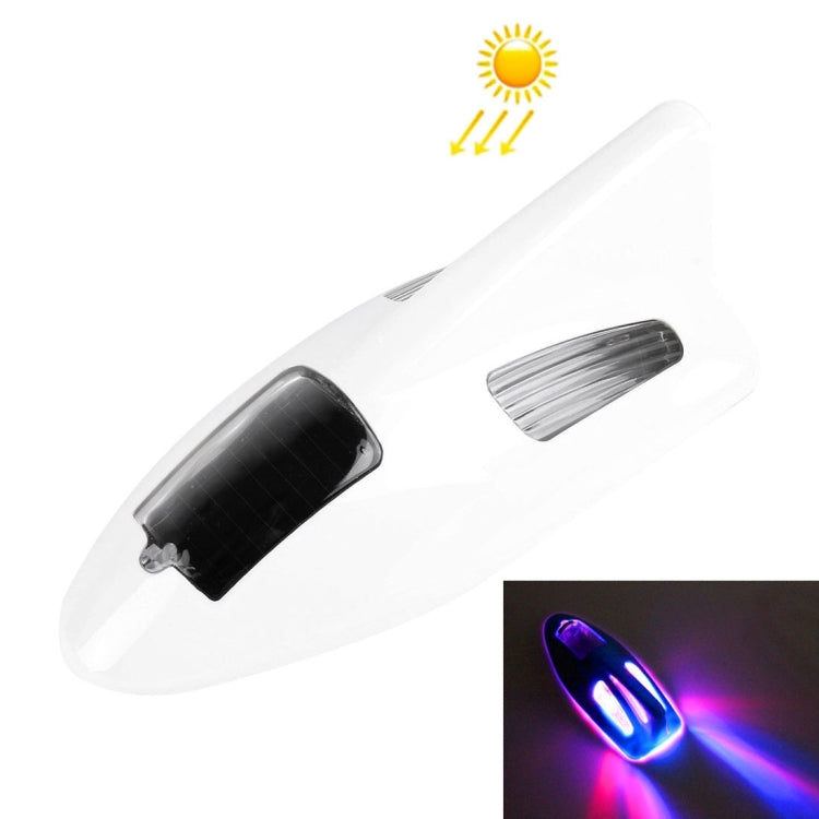 Solar Colorful Light Anti Collision Shark Fin Car Taillight LED Flash Warning Light Caution Light(White) - Warning Lights by buy2fix | Online Shopping UK | buy2fix