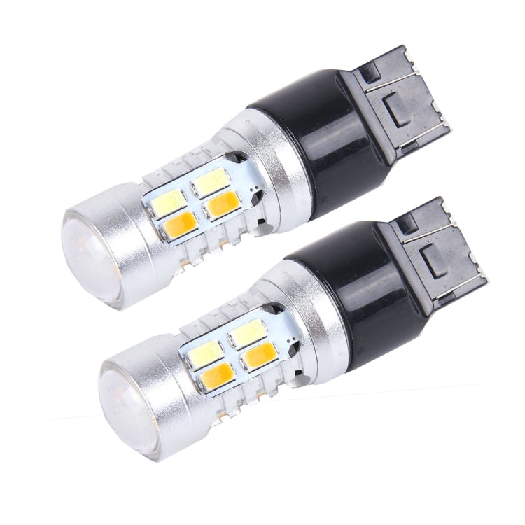 2 PCS T20/7443 10W 1000 LM 6000K White + Yellow Light Turn Signal Light with 20 SMD-5730-LED Lamps And Len. DC 12-24V - Arrow Turn Lights by buy2fix | Online Shopping UK | buy2fix