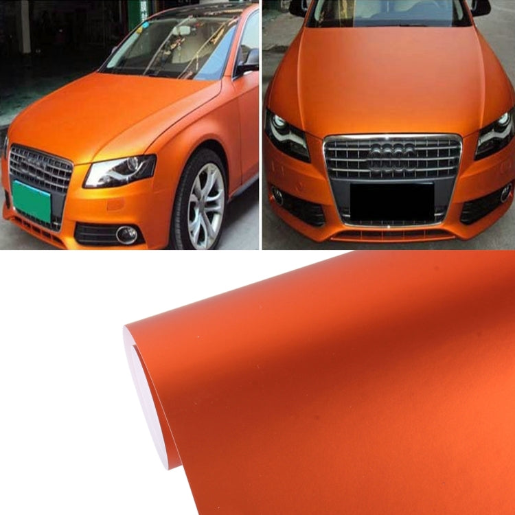 8m * 0.5m Ice Blue Metallic Matte Icy Ice Car Decal Wrap Auto Wrapping Vehicle Sticker Motorcycle Sheet Tint Vinyl Air Bubble Sticker(Orange) - Auto Film by buy2fix | Online Shopping UK | buy2fix