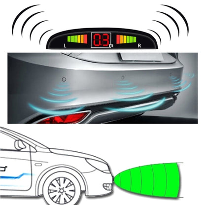 Car Buzzer Reverse Backup Radar System - Premium Quality 4 Parking Sensors Car Reverse Backup Radar System with LCD Display(White) - In Car by buy2fix | Online Shopping UK | buy2fix