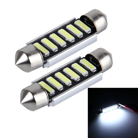 2 PCS 2W 100 LM 6000K 41MM 6 SMD-7020 LEDs Bicuspid Port Decoding Car Dome Lamp LED Reading Light, DC 12V, White Light(Black) - Dome Lights by buy2fix | Online Shopping UK | buy2fix