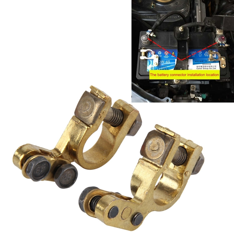 2 PCS Brass Positive and Nagative Car Battery Connectors Terminals Clamps Clips, Inner Diameter: 1.7cm - In Car by buy2fix | Online Shopping UK | buy2fix