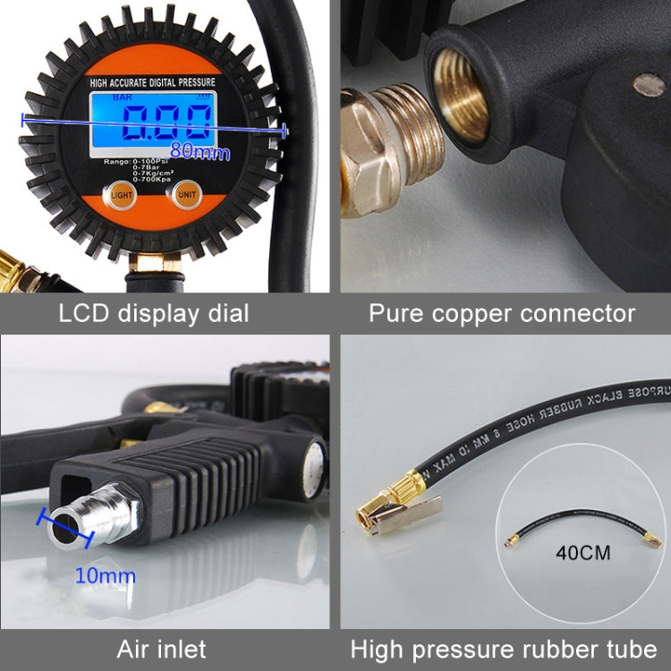 Car Digital LCD Display Tire Air Pressure Inflator Gauge Vehicle Tester Inflation Monitoring - In Car by buy2fix | Online Shopping UK | buy2fix