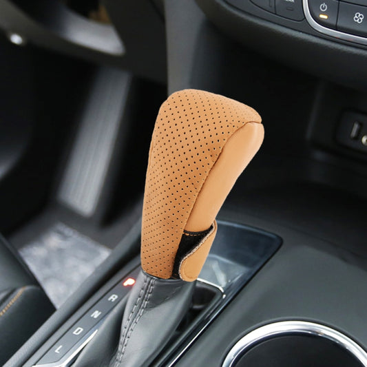 Universal Nonslip Breathable Genuine Leather Car Gear Shift Knob Cover(Brown) - Shift Knob by buy2fix | Online Shopping UK | buy2fix