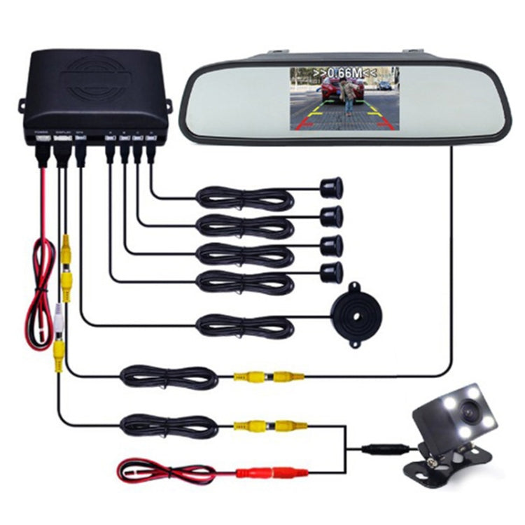 PZ604 170 Degree Car 4.3 inch Rearview Mirror Monitor with Square Camera - In Car by buy2fix | Online Shopping UK | buy2fix