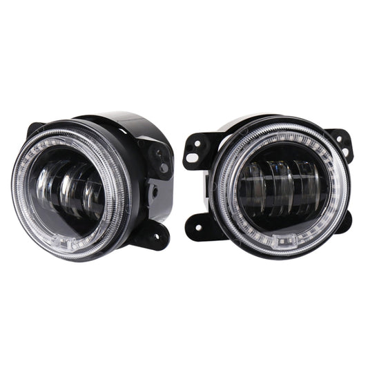 2 PCS DC12V-30V / 30W / 3A / 1440LM 12LEDs  4 inch Car LED Colorful Fog Light, Style: Black Background(Yellow Light) - In Car by buy2fix | Online Shopping UK | buy2fix