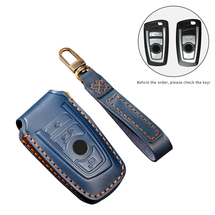 Hallmo Car Cowhide Leather Key Protective Cover Key Case for Old BMW(Blue) -  by Hallmo | Online Shopping UK | buy2fix