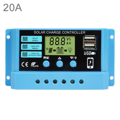 20A Solar Charge Controller 12V / 24V Lithium Lead-Acid Battery Charge Discharge PV Controller - In Car by buy2fix | Online Shopping UK | buy2fix