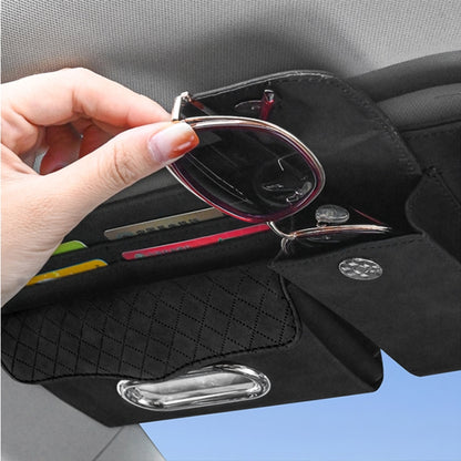 Car Sheepskin Leather Sun Visor Storage Clip (Black) - In Car by buy2fix | Online Shopping UK | buy2fix