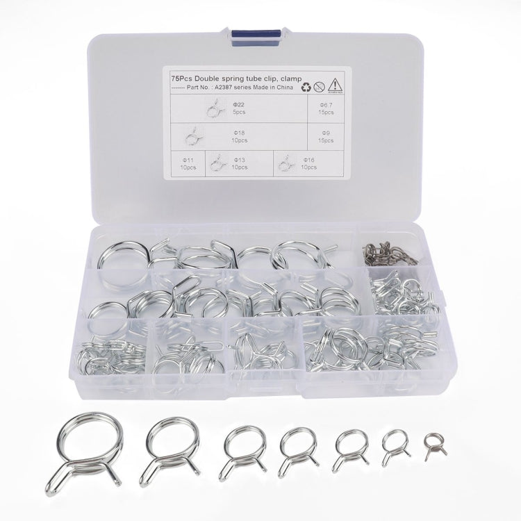 75 PCS Double Wire Spring Tube Clamp Water Pipe Clamps, Size: 6.0-22mm - In Car by buy2fix | Online Shopping UK | buy2fix