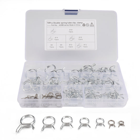 70 PCS Double Wire Spring Tube Clamp Water Pipe Clamps, Size: 6.0-18mm - In Car by buy2fix | Online Shopping UK | buy2fix