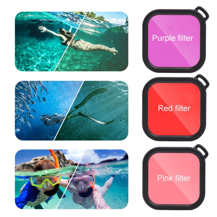 45m Waterproof Case + Touch Back Cover + Purple Red Pink Lens Filter for GoPro HERO8 Black - DJI & GoPro Accessories by buy2fix | Online Shopping UK | buy2fix