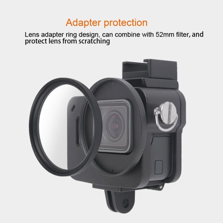 Housing Shell CNC Aluminum Alloy Protective Cage with Insurance Frame & 52mm UV Lens for GoPro HERO7 Black /6 /5 (Black) - DJI & GoPro Accessories by buy2fix | Online Shopping UK | buy2fix